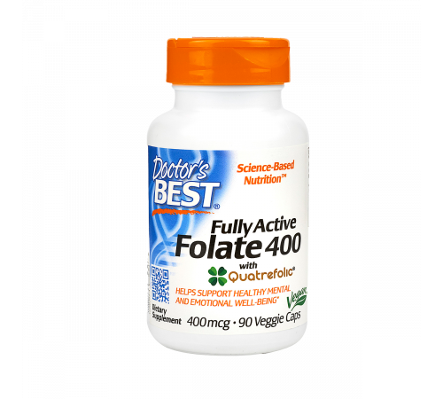 Фолат с Quatrefolic, Fully Active Folate with Quatrefolic, Doctor's Best, 90 вегетарианских капсул