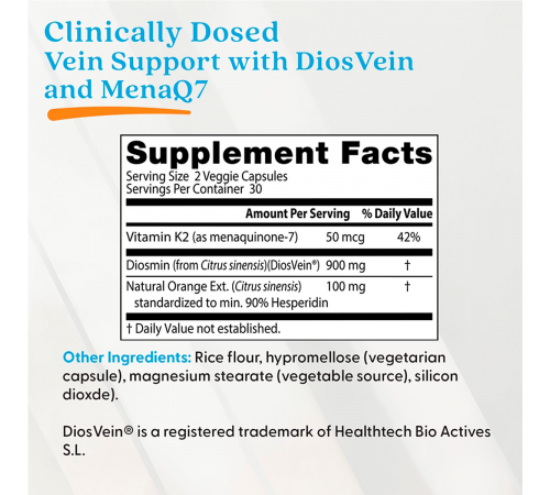 Добавка для поддержки вен, Vein Support, Doctor's Best, 60 вегетарианских капсул