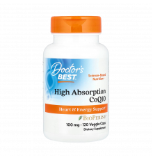 Коэнзим Q10 с биоперином 100 мг, High Absorption CoQ10 with BioPerine, Doctor's Best, 120 вегетарианских капсул