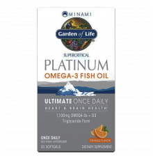 Омега-3 рыбий жир Platinum, Minami Supercritical Platinum Omega 3, Garden of Life, 30 капсул