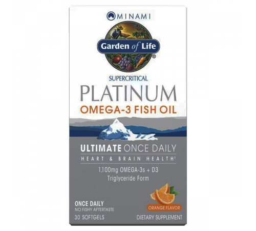 Омега-3 рыбий жир Platinum, Minami Supercritical Platinum Omega 3, Garden of Life, 30 капсул