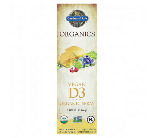 Органический спрей витамин D3, mykind Organics Vegan D3 Organic Spray, Garden of Life, 58 мл