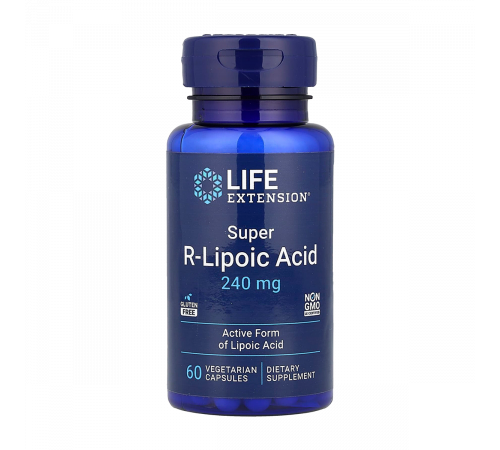 R-липоевая кислота 240 мг, Super R-Lipoic Acid, Life Extension, 60 вегетарианских капсул