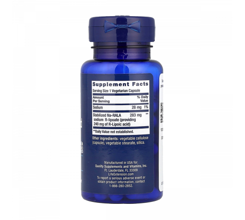 R-липоевая кислота 240 мг, Super R-Lipoic Acid, Life Extension, 60 вегетарианских капсул