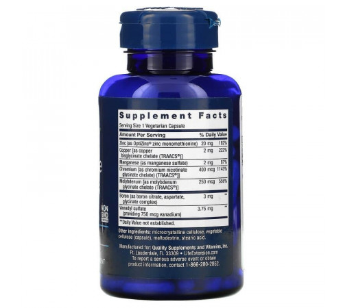 Комплекс микроэлементов, Only Trace Minerals, Life Extension, 90 капсул