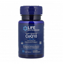 Суперубихинол коэнзим Q10 с улучшенной поддержкой митохондрий, Super Ubiquinol CoQ10 with Enhanced Mitochondrial Support, Life Extension, 30капсул