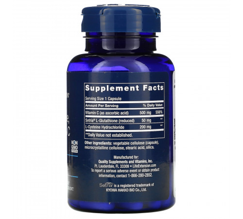 Глутатион, Цистеин и Витамин С, Glutathione, Cysteine & C, Life Extension, 100 капсул
