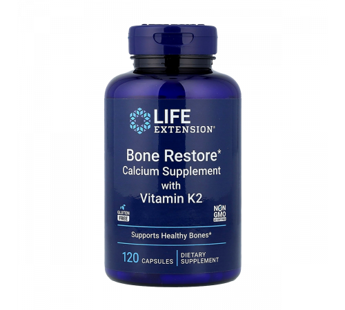 Восстановление костей с витамином К2, Bone Restore with Vitamin K2, Life Extension, 120 капсул