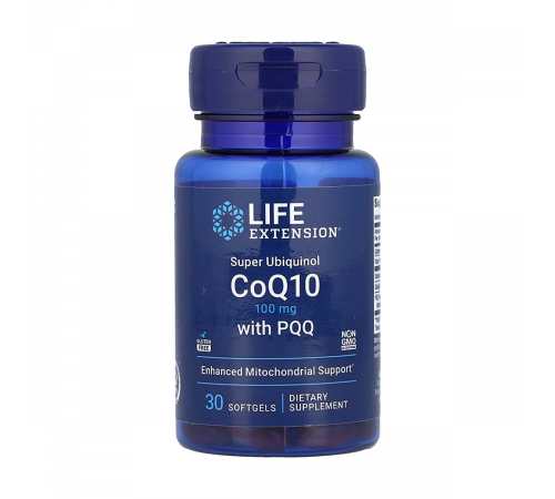 Убихинол 100 мг с пирролохинолинхиноном 10 мг, Super Ubiquinol CoQ10 with PQQ, Life Extension, 30 мягких капсул