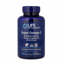 Супер Омега-3 с экстрактом оливы и семян кунжута, Super Omega-3 EPA/DHA Fish Oil, Sesame Lignans & Olive Extract, Life Extension, 120 таблеток