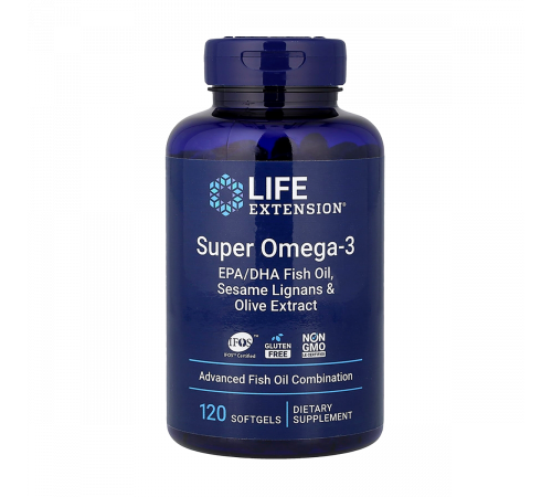 Супер Омега-3 с экстрактом оливы и семян кунжута, Super Omega-3 EPA/DHA Fish Oil, Sesame Lignans & Olive Extract, Life Extension, 120 таблеток