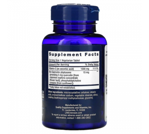 Витамин C с фитосомами биокверцетина, Vitamin C and Bio-Quercetin Phytosome, Life Extension, 60 таблеток