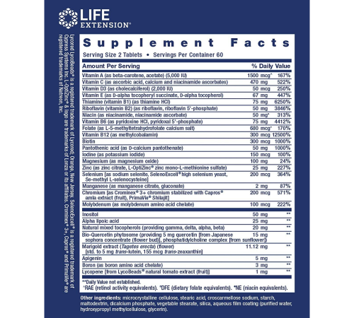 Мультивитамины для приема два раза в день, Two-Per-Day Multivitamin, Life Extension, 120 таблеток