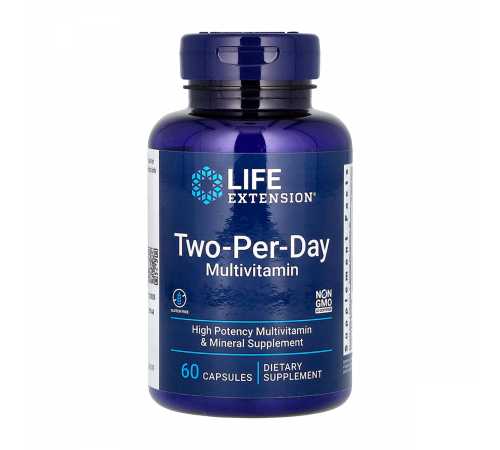 Мультивитамины для приема два раза в день, Two-Per-Day Multivitamin, Life Extension, 60 капсул