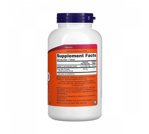 Витамин C 1000 мг, Vitamin C-1000 mg, Now Foods, 250 вегетарианских таблеток