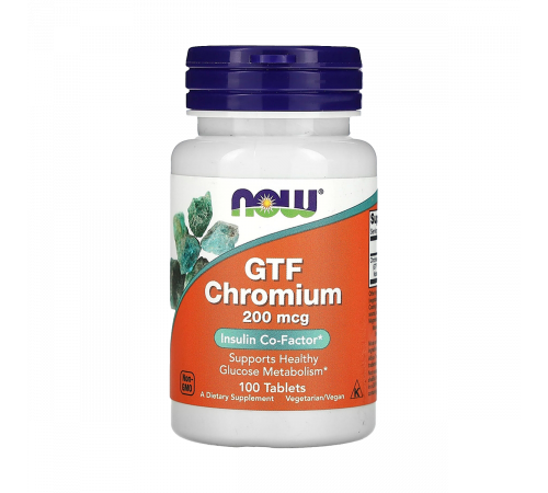 Хром 200 мкг, GTF Chromium 200 mcg, Now Foods, 100 таблеток