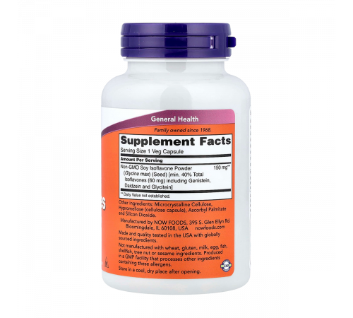 Изофлавоны сои, Soy Isoflavones, Now Foods, 120 капсул