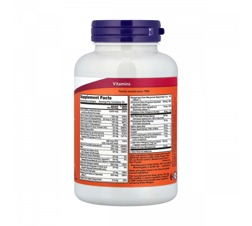 АДАМ мультивитамины для мужчин, ADAM, Now Foods, 90 вегетарианских капсул