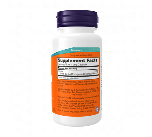 Бор, Boron, Now Foods, 100 капсул