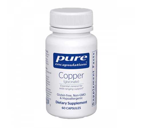Глицинат меди, Copper glycinate, Pure Encapsulations, 60 капсул