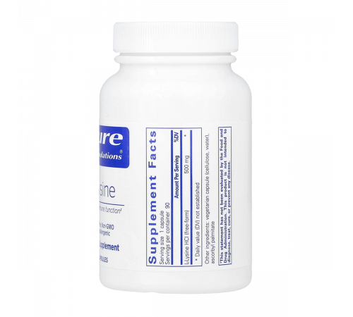 L-лизин, l-Lysine, Pure Encapsulations, 90 капсул