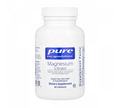 Магния цитрат, Magnesium citrate, Pure Encapsulations, 90 капсул