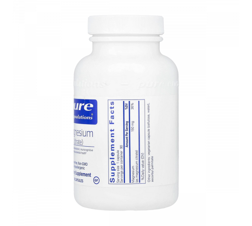 Магния цитрат, Magnesium citrate, Pure Encapsulations, 90 капсул