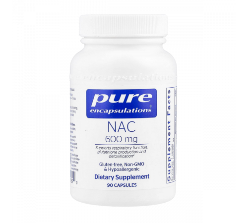N-ацетилцистеин, NAC, Pure Encapsulations, 90 капсул