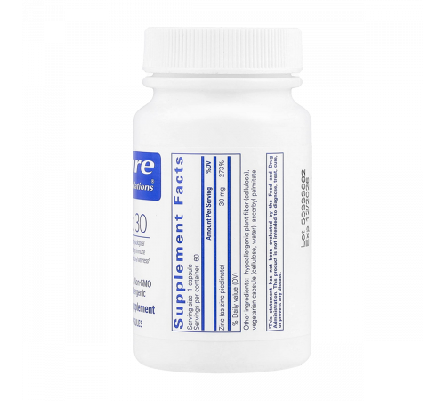 Цинк, Zinc, Pure Encapsulations, 60 капсул