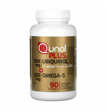 Убихинол + Омега-3, Ubiquinol + Omega-3, Qunol, 90 капсул