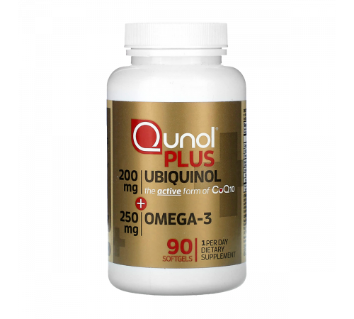 Убихинол + Омега-3, Ubiquinol + Omega-3, Qunol, 90 капсул