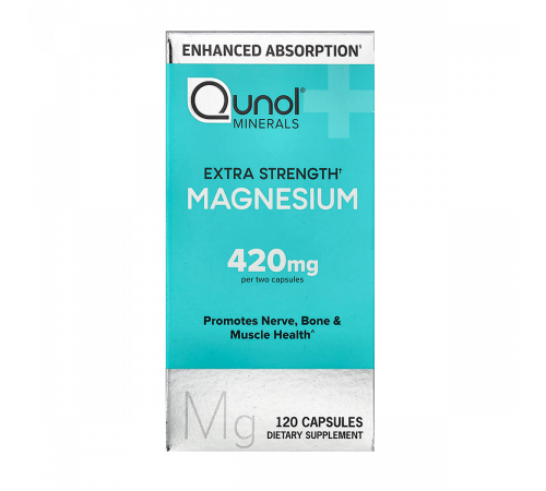 Магний, Extra Strength Magnesium, Qunol, 120 капсул