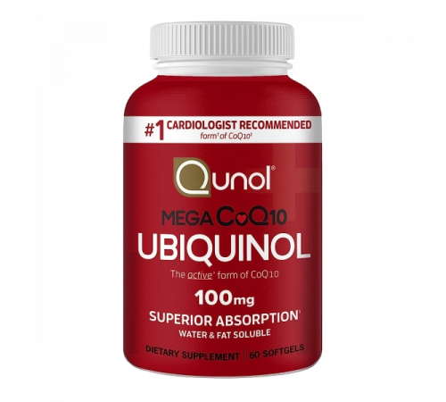 Убихинол с витамином C, Mega CoQ10 Ubiquinol, Qunol, 60 капсул