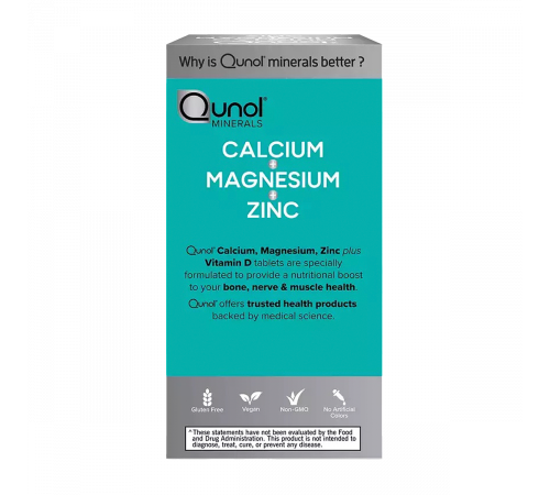 Добавка с Кальцием, Магнием и Цинком, Calcium Magnesium Zinc, Qunol, 180 таблеток