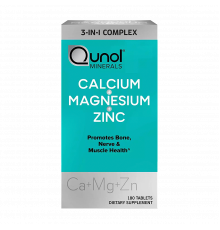 Добавка с Кальцием, Магнием и Цинком, Calcium Magnesium Zinc, Qunol, 180 таблеток