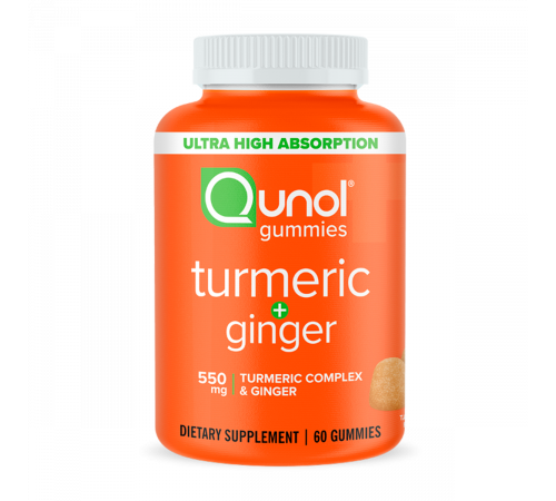 Комплекс с куркумой и имбирем, Turmeric + Ginger, Qunol, 60 жевательных таблеток