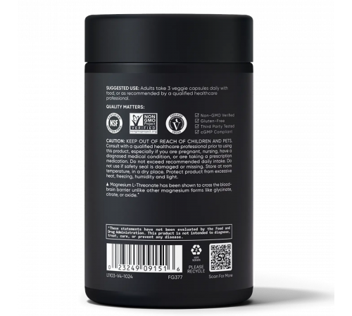 L-Треонат магния, MAG LT, Sports Research, 90 вегетарианских капсул