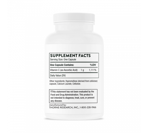 Аскорбиновая кислота, Ascorbic Acid, Thorne Research, 60 капсул