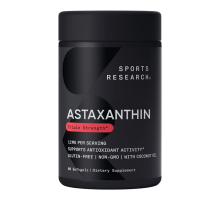 Астаксантин из микроводорослей 12 мг, Astaxanthin 12 mg, Sports Research, 60 капсул