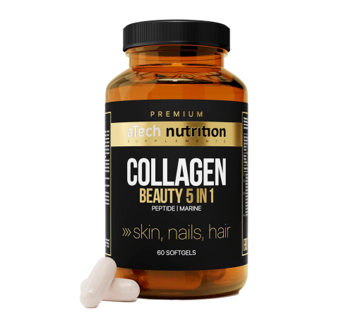Морской коллаген, Marine Collagen, aTech Nutrition Premium, 60 желатиновых капсул