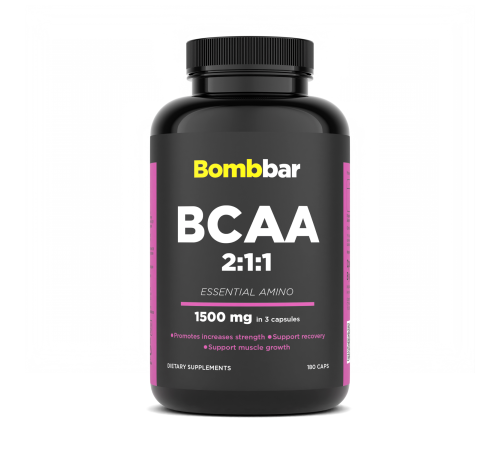 Аминокислотный комплекс в капсулах, BCAA Capsules, Bombbar, 180 капсул