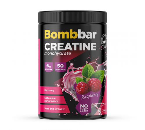 Креатин со вкусом малины, Creatine raspberry, Bombbar, 300 гр