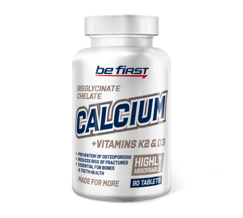 Кальций с витаминами К2 и Д3, Calcium + Vitamin K2 & D3, Be First, 90 таблеток