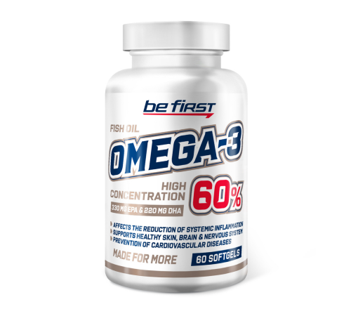 Омега-3, High Concentration Omega-3, Be First, 60 желатиновых капсул
