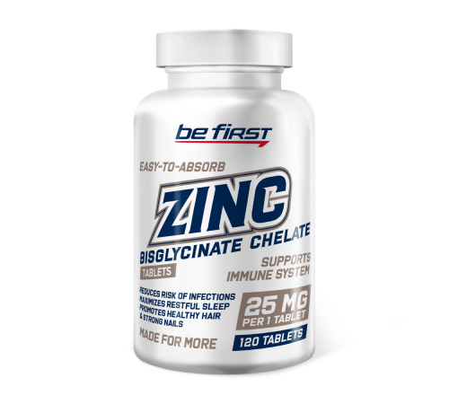 Бисглицинат цинка, Zinc Bisglycinate, Be First, 120 таблетоок