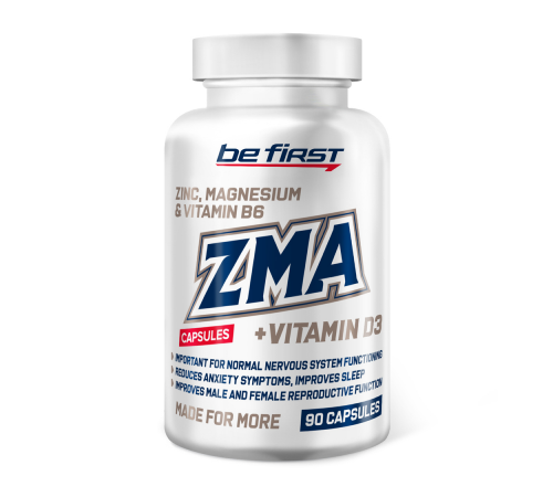 Восстановление после занятий спортом с витамином Д3, ZMA + Vitamin D3, Be First, 90 капсул
