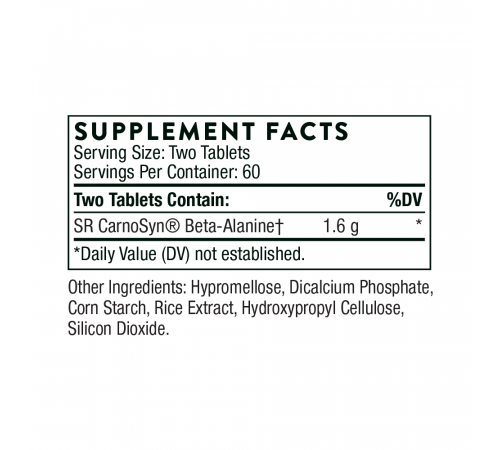 Бета-Аланин, Beta Alanine-SR, Thorne, 120 таблеток