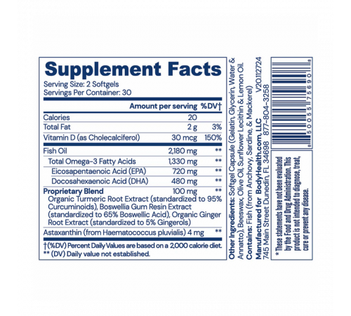 Омега-3, Omega 3 Health, BodyHealth, 60 гелевых капсул