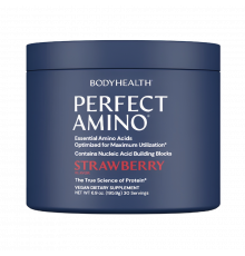 Аминокислоты со вкусом клубники, Perfect Amino Powder Strawberry, BodyHealth, 195,9 г
