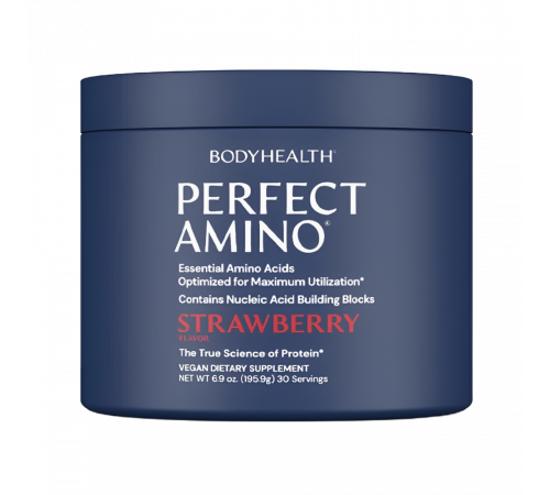 Аминокислоты со вкусом клубники, Perfect Amino Powder Strawberry, BodyHealth, 195,9 г